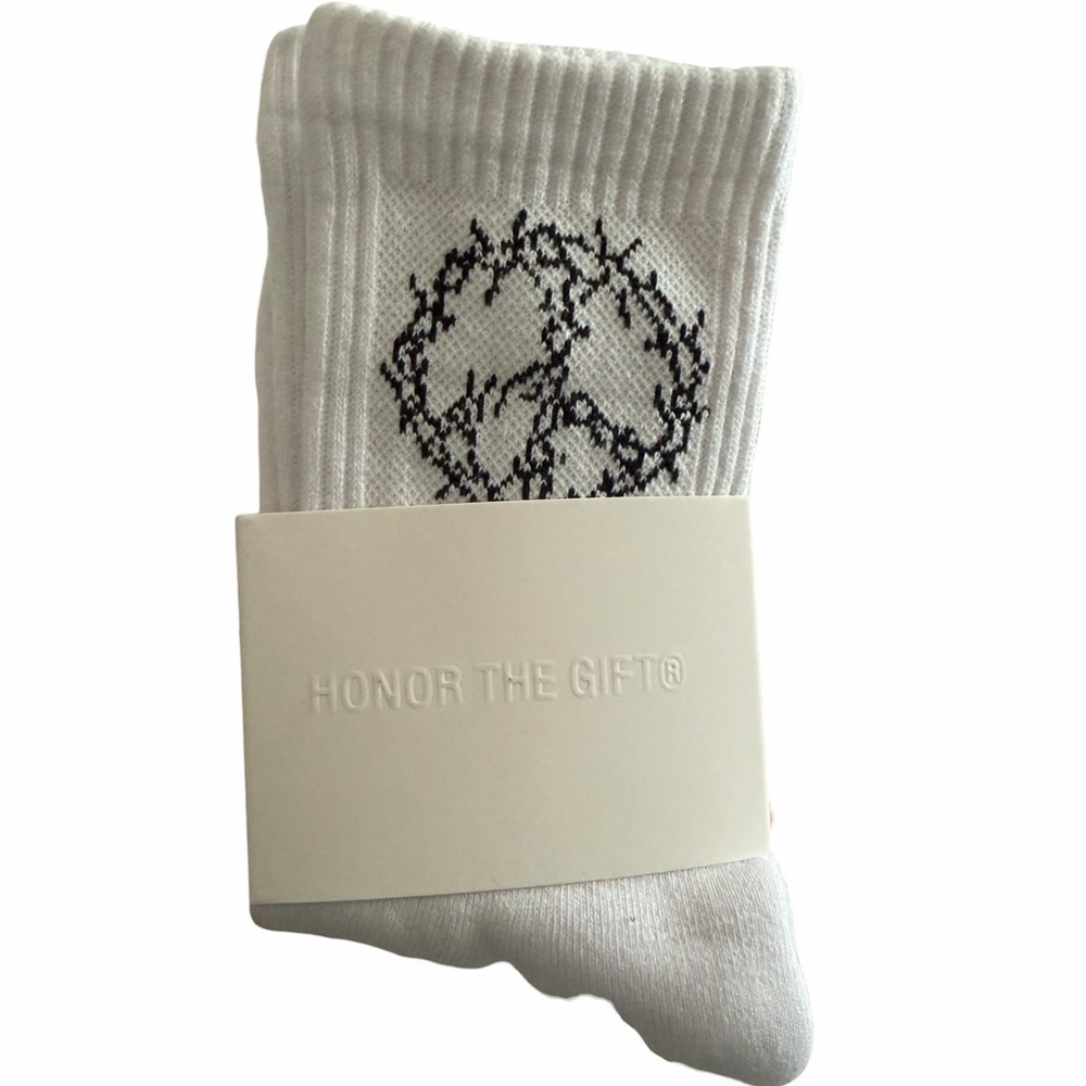 Honor The Gift Kids Iron Peace Socks‎ Bone White OS NWT Streetwear